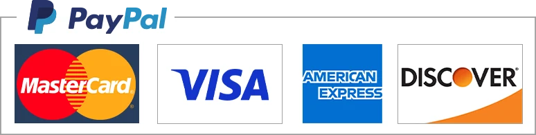 Métodos de pago PayPal, MasterCard, Visa, American Express y Discover