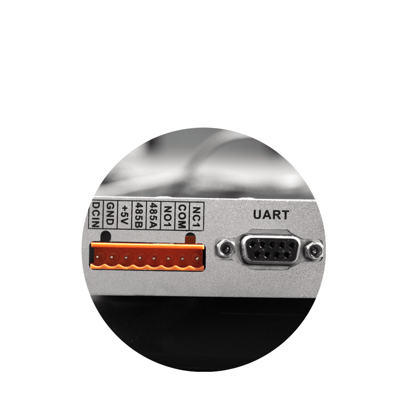 Dimensiones compactas del lector de escritorio RFID UHF JT-6230 de 119x104x28mm para facilitar su instalación en líneas de producción.