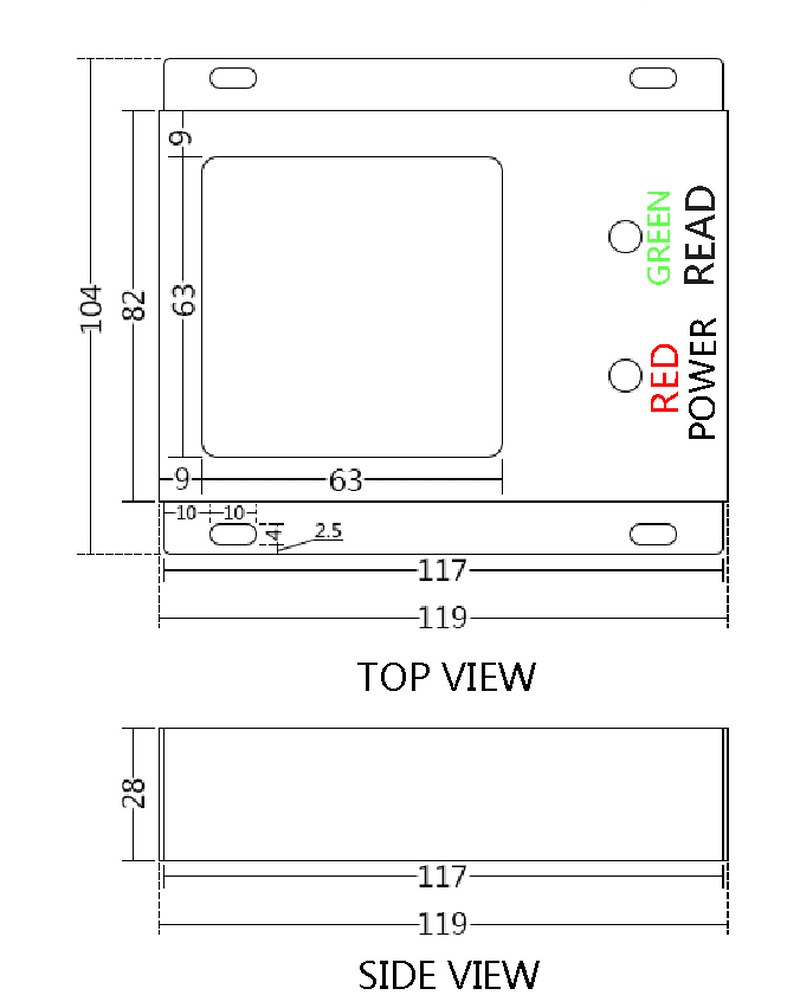 Vista detallada del indicador de estado LED y del sistema de zumbador del lector de escritorio RFID UHF JT-6230 para recibir información de lectura.