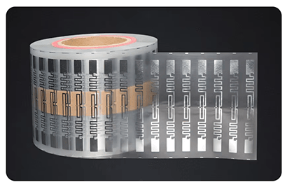 Etiqueta RFID UHF de PP sintético para gestión de activos con soporte adhesivo.