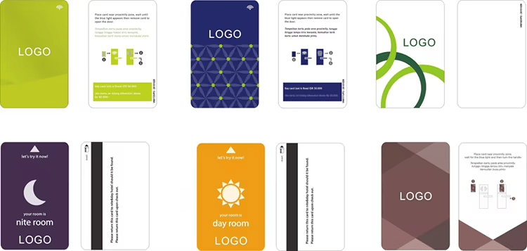 Diseño de tamaño cartera de tarjetas llave de hotel RFID personalizadas.
