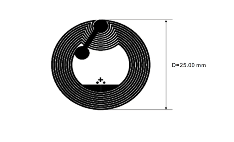 Fotografía del producto Etiquetas HF RFID para marcado preciso mostrando la superficie metálica dentro de la categoría Etiquetas HF RFID.