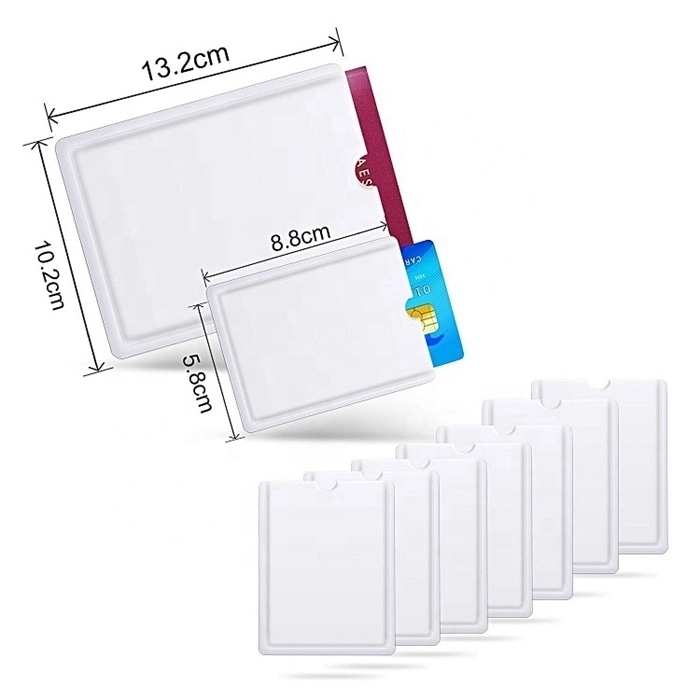 Plano de dimensiones de una funda para tarjetas RFID utilizada como accesorio de protección de datos