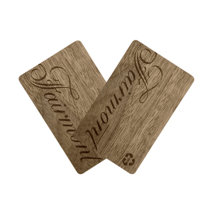 Tarjetas de madera de cerezo NFC RFID personalizadas para acceso con una vista clara de este aspecto: comparación de productos; para aplicaciones de Tarjetas de madera.