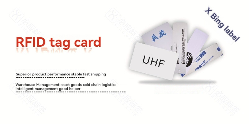 Banner relacionado con tarjetas RFID UHF y etiquetas adhesivas utilizadas en diferentes aplicaciones de identificación.