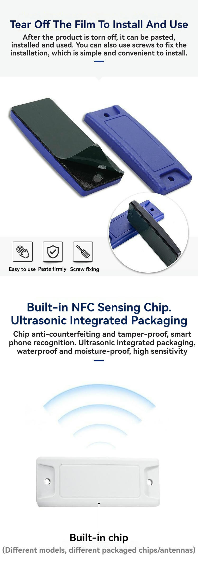 Imagen de las Etiquetas RFID ABS sobre metal personalizadas para identificación de activos con logotipo grabado para aplicaciones de Etiquetas RFID ABS sobre Metal.