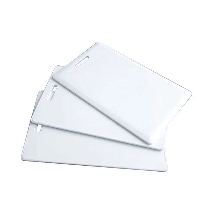 Tarjetas clamshell de proximidad utilizadas en una biblioteca para identificar a los miembros y gestionar préstamos.