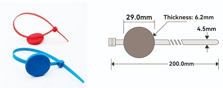 Imagen de etiquetas RFID con brida para rastreo de activos con respaldo adhesivo para aplicaciones de etiquetas RFID con brida.