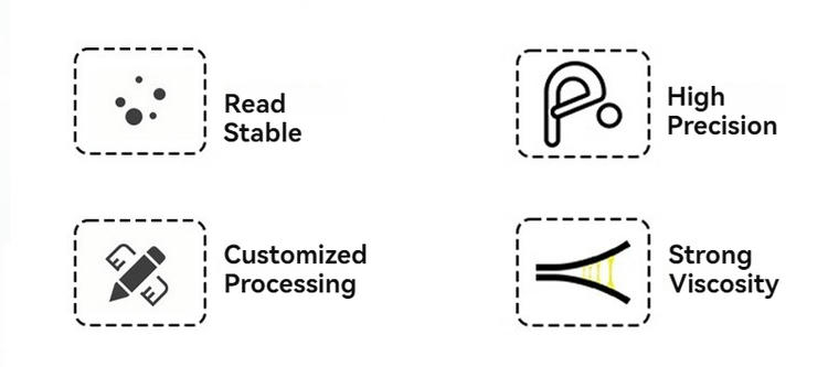 Imagen de las Etiquetas RFID UHF seguras para trazabilidad logística mostrando el adhesivo para aplicaciones con etiquetas RFID UHF.