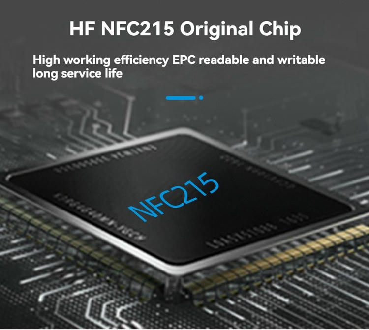 Etiquetas RFID HF precodificadas para despliegue rápido mostrando detalles del chip para aplicaciones RFID HF.