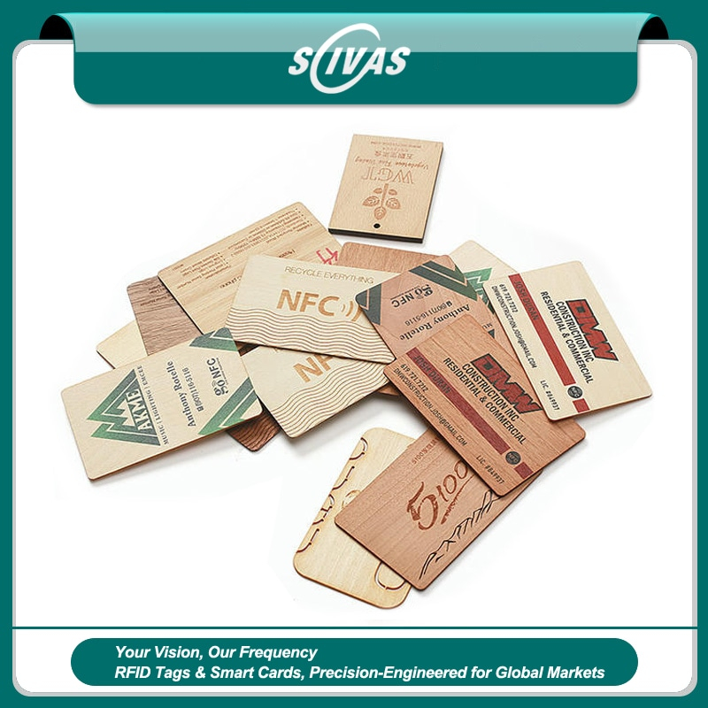 Tarjetas NFC de madera de haya personalizadas con marca