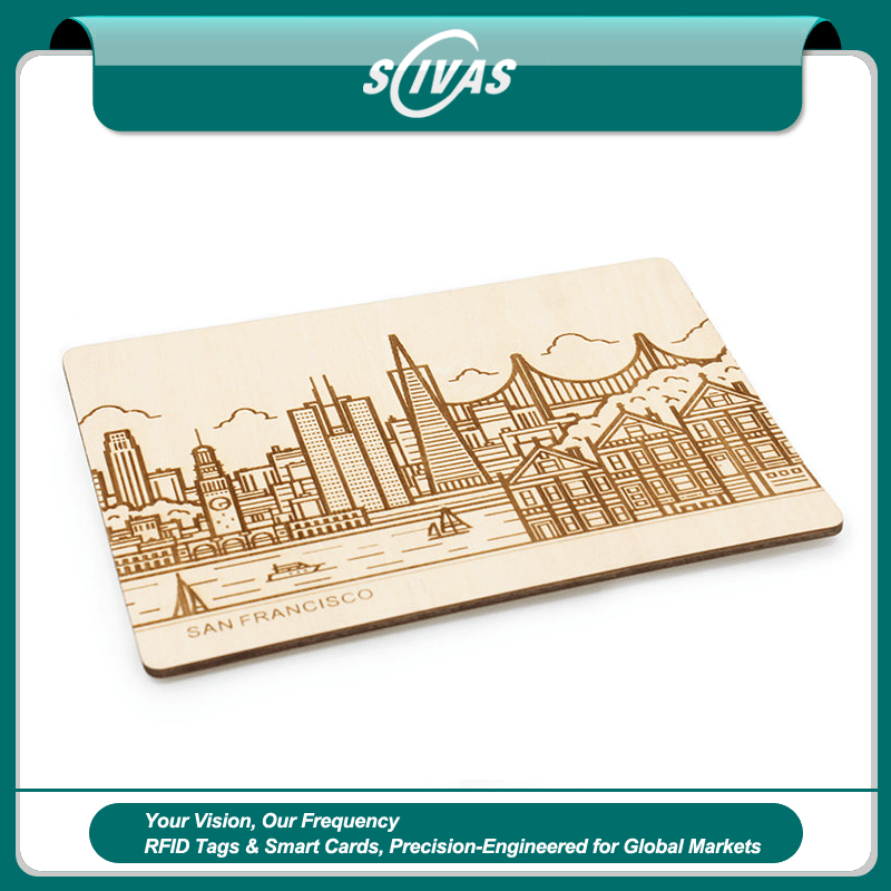 Tarjetas RFID de madera natural para hoteles y marcas