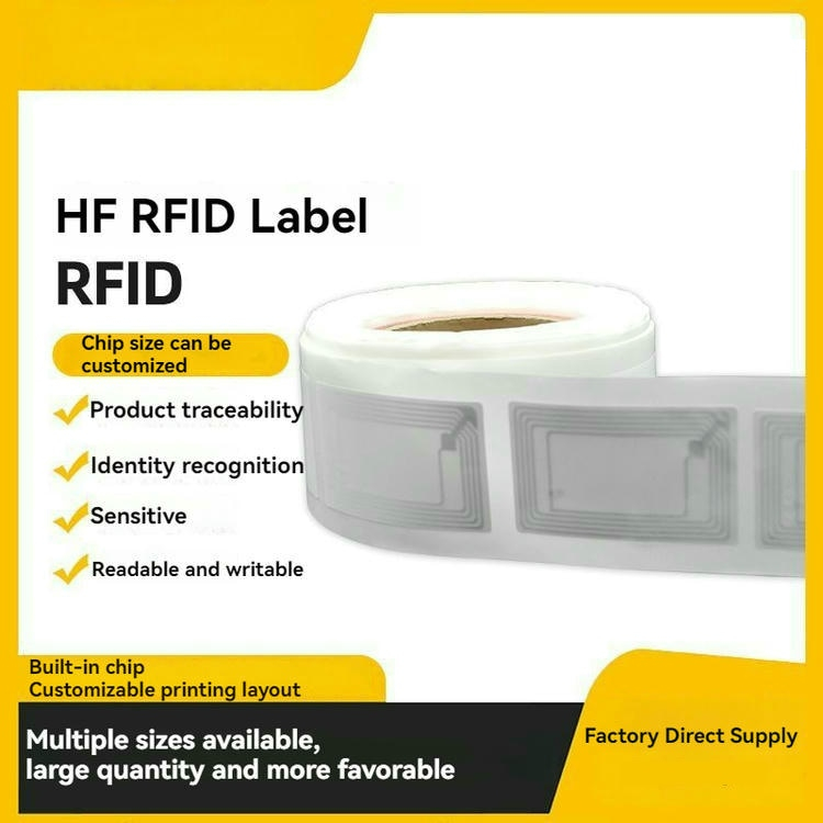 Fotografía de Etiquetas RFID HF precodificadas para implementación rápida que muestra este aspecto: disposición de la antena; en la categoría de Etiquetas RFID HF.