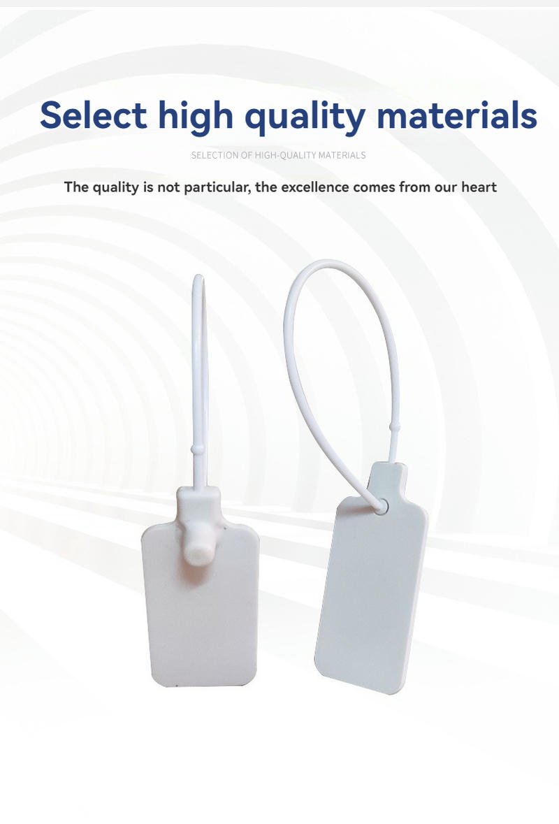 Etiquetas RFID con brida para identificación compacta de cables mostrando la superficie de impresión de códigos para aplicaciones Etiquetas RFID de brida.