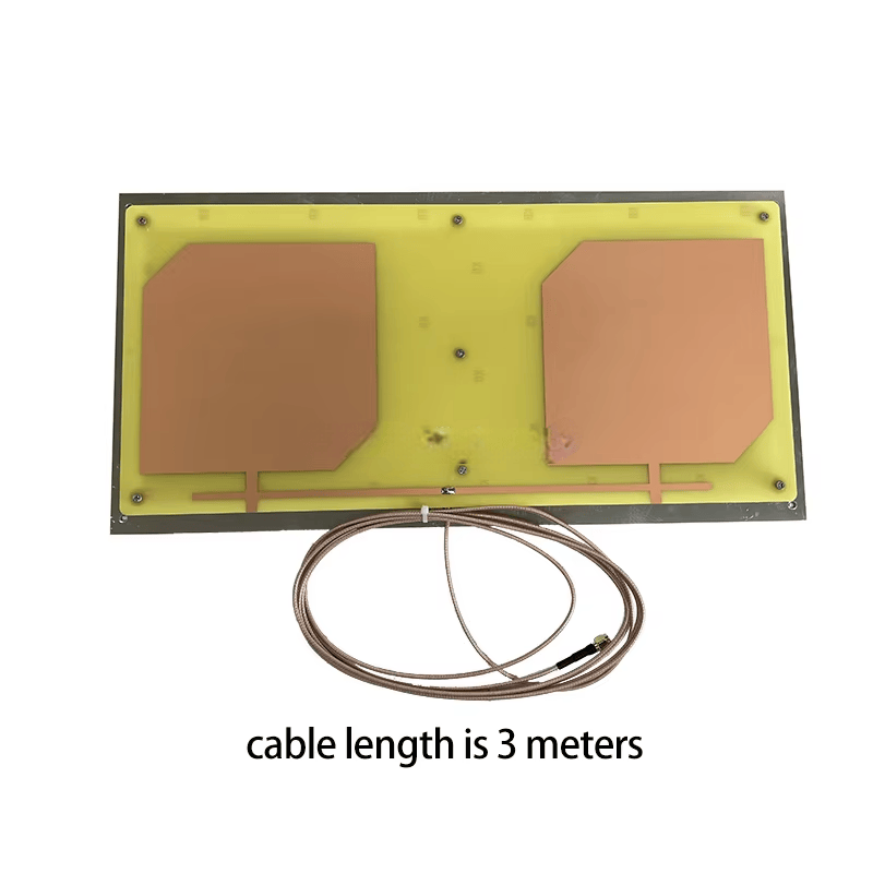 Antena RFID UHF ZK-ANT4221 con una indicación que especifica una longitud de cable de 3 metros.