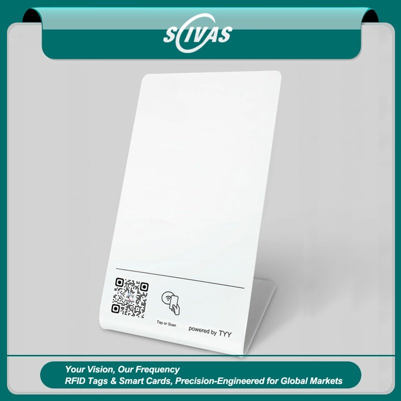 Soportes NFC de acrílico para recepciones corporativas