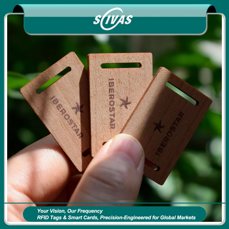 Tarjetas inteligentes de madera personalizadas para programas de miembros con una vista clara de este aspecto: vista posterior; para aplicaciones de Tarjetas de madera.