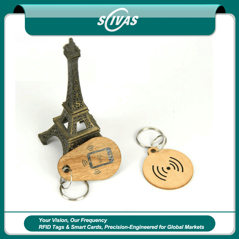 Llaveros RFID UHF de Madera para Acceso de Largo Alcance