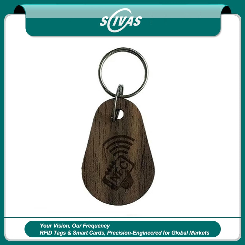 Llaveros RFID de madera ultrafinos con múltiples frecuencias