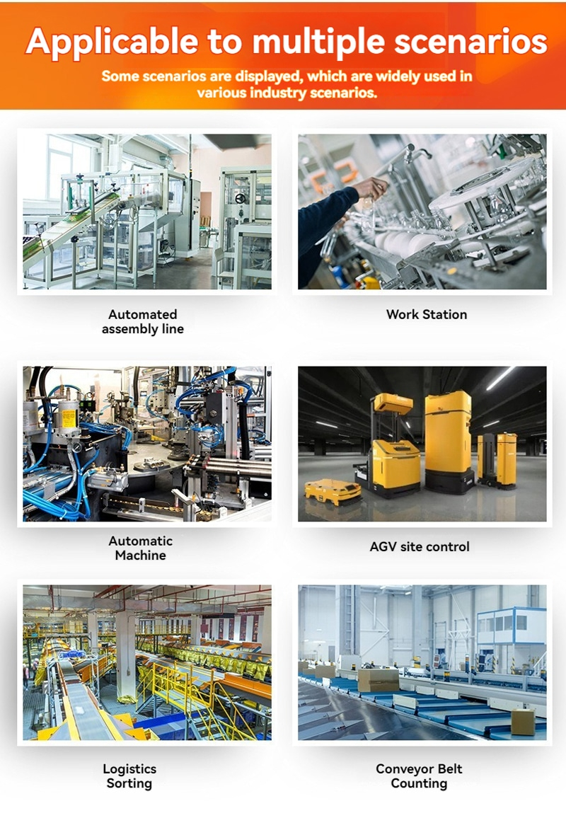Aplicaciones del lector RFID UHF industrial FD-605 en líneas de montaje, puestos de trabajo, control AGV y clasificación.