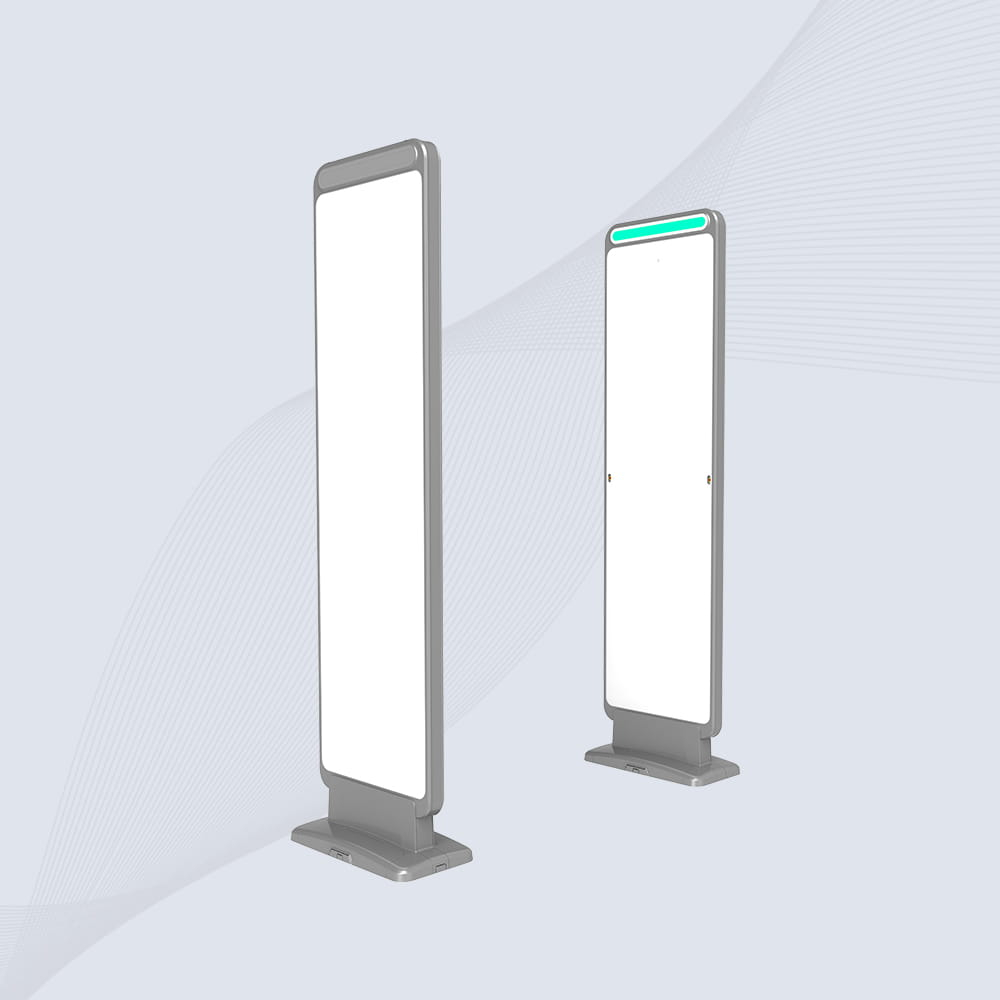 Primer plano del indicador visual LED de alarma del lector RFID de puertas CK-T4B, que se activa al detectar una etiqueta no autorizada.