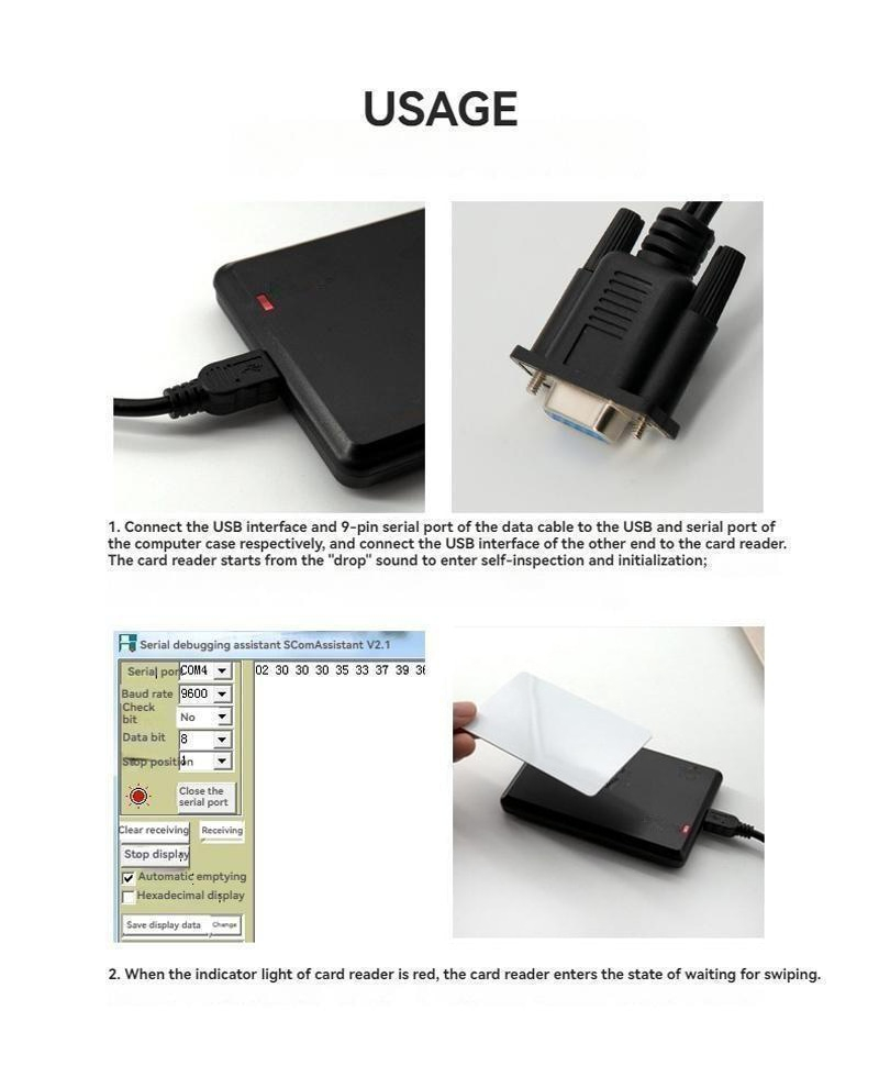 Lector RFID USB de 125KHz para acceso mediante UID, mostrando este aspecto: control de acceso seguro, para compradores que comparan soluciones de Lectores RFID LF de 125KHz.