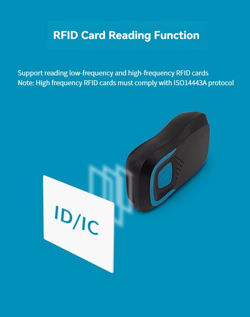 Lectores RFID LF de 125KHz para captura móvil de UID, mostrando este aspecto: vista frontal, para compradores que comparan soluciones de Lectores RFID LF de 125KHz.