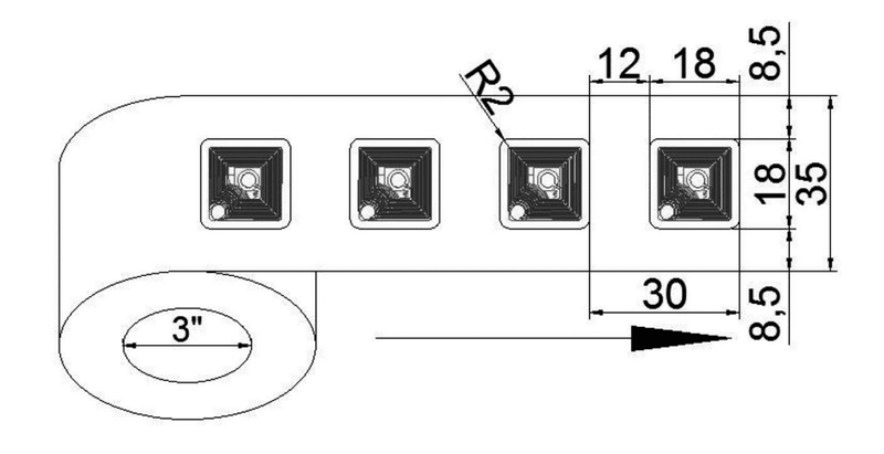 Este diagrama técnico muestra la estructura interna de la antena circular de cobre de la etiqueta RFID HF utilizada para el seguimiento preciso de productos.