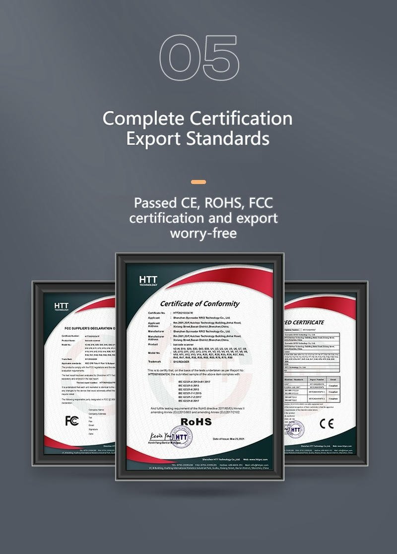 El póster de certificación del R41 muestra documentos de cumplimiento para destacar los estándares CE, ROHS y FCC.