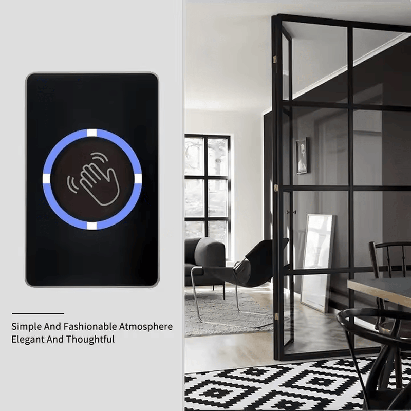 Esta imagen destaca este aspecto de Interruptor de salida Tuya por gesto de la mano para puertas de acceso inteligentes: indicador LED, para aplicaciones de Botones de salida.