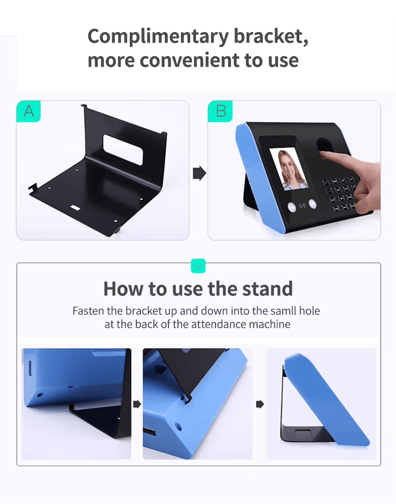 Instrucciones para colocar el soporte suministrado en la parte posterior del terminal FV-FA01.