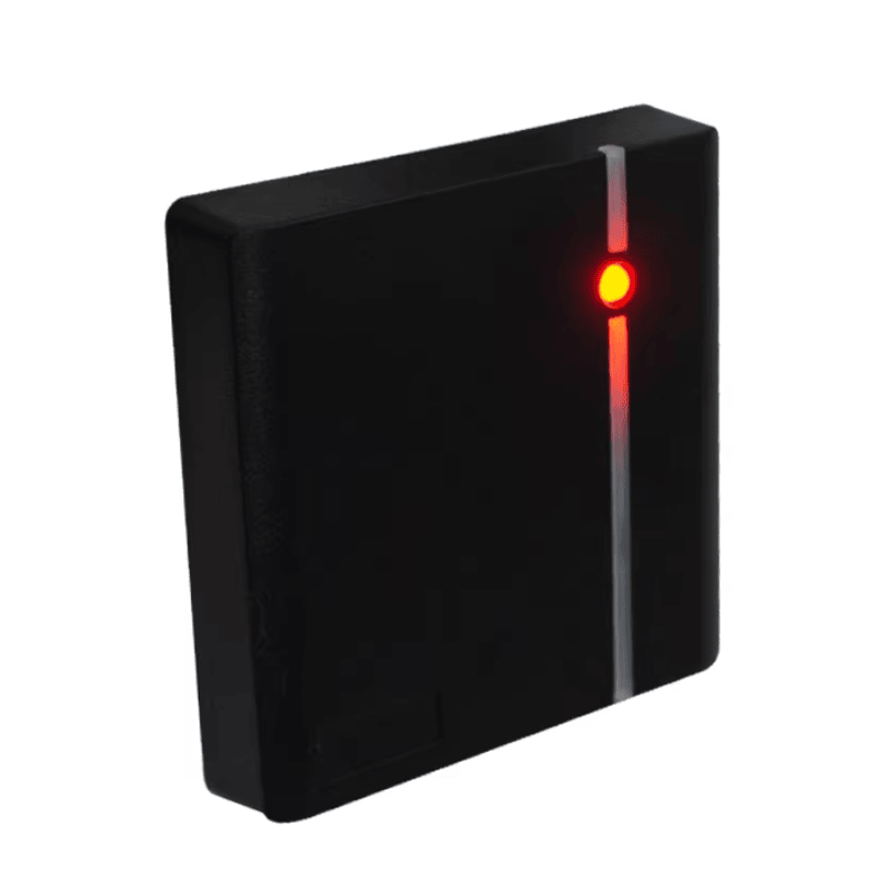 Lector de acceso RFID Wiegand para sistemas de entrada por puertas mostrando este aspecto: escaneo sin contacto; para compradores que comparan soluciones de Lectores de acceso RFID.
