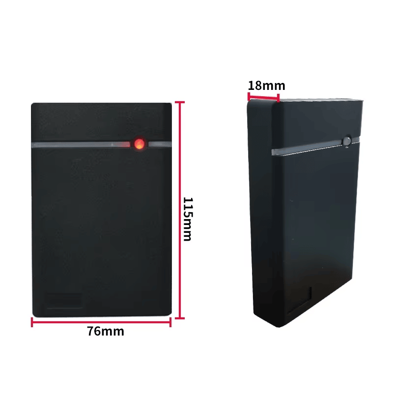 Imagen del Lector RFID Wiegand 13,56MHz para Puertas instalado en aplicaciones de control de acceso RFID.