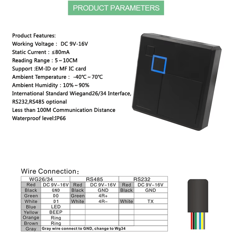 Acabado de la carcasa ABS del lector NFC RFID para control de acceso.