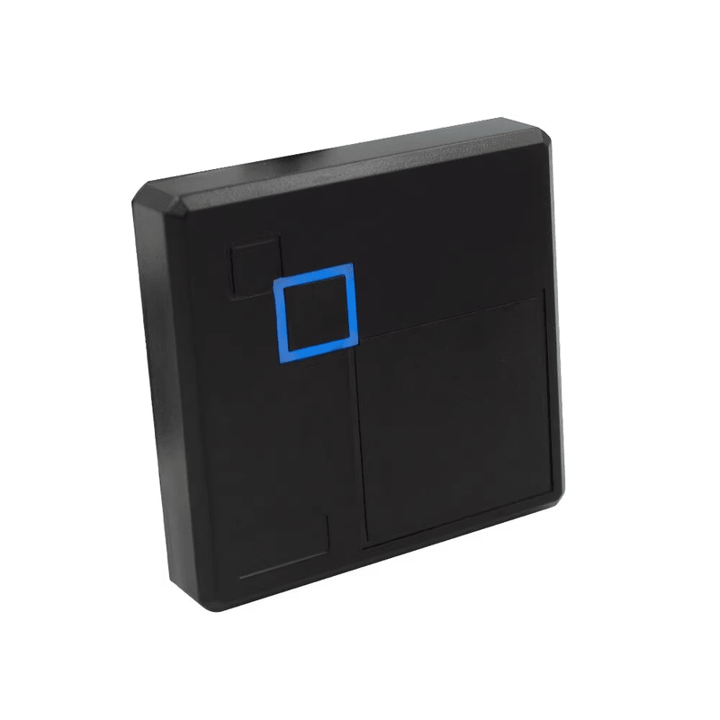 Lector NFC RFID sin contacto utilizado en un sistema seguro de control de acceso.