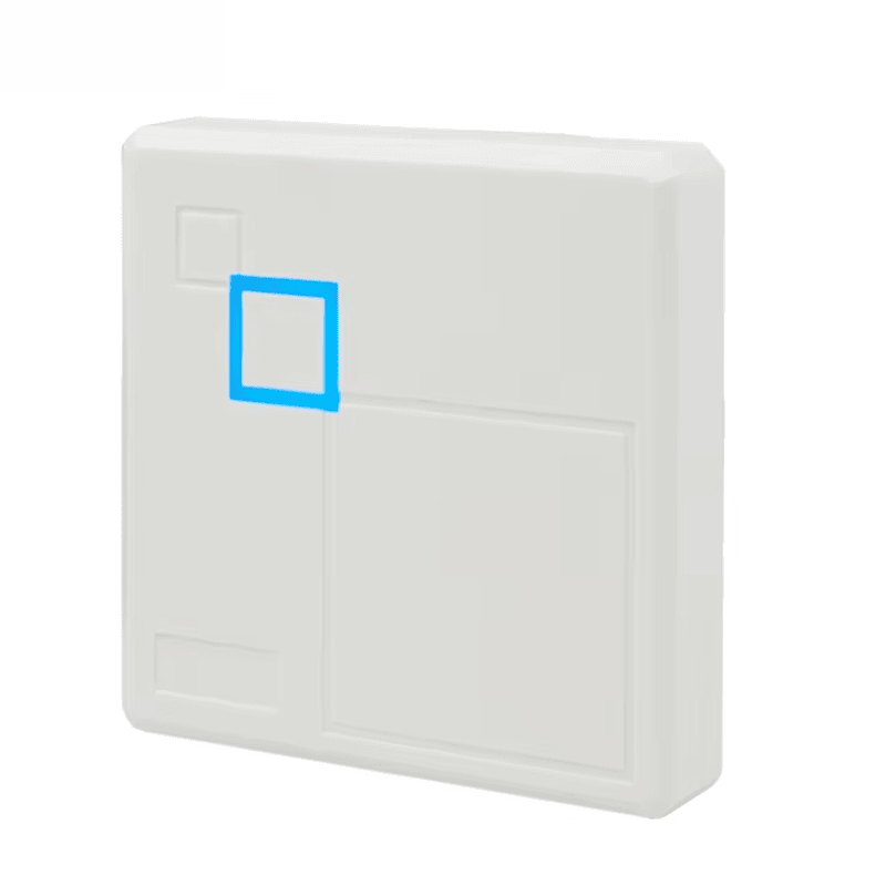 Fotografía de Lector de tarjetas sin contacto NFC RFID para control de acceso que muestra este aspecto: diseño de montaje en pared; en la categoría de Lectores de acceso RFID.