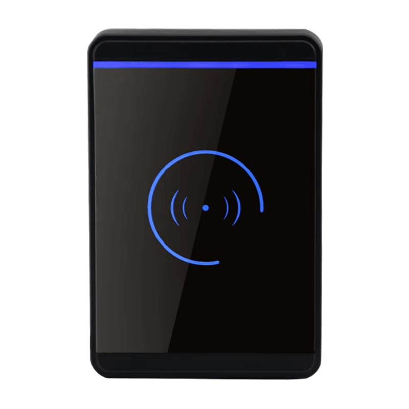 Lector NFC RFID para pruebas de cumplimiento mostrado en una instalación de acceso dentro de la categoría Lectores de acceso RFID.