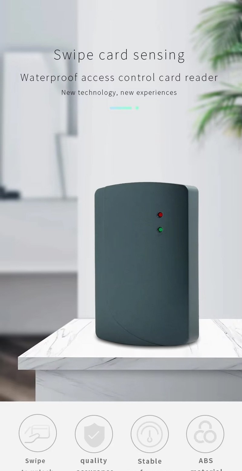 Lector RFID IP68 13,56MHz para Control de Puertas mostrado con un sistema de seguridad para proyectos de Lectores de acceso RFID.
