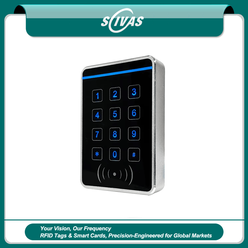 Lector metálico con teclado para puertas exteriores