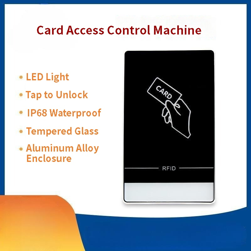 Esta imagen destaca este aspecto de Lector de acceso de tarjetas de proximidad para puertas seguras: diseño de montaje en pared; para aplicaciones de Lectores de acceso RFID.