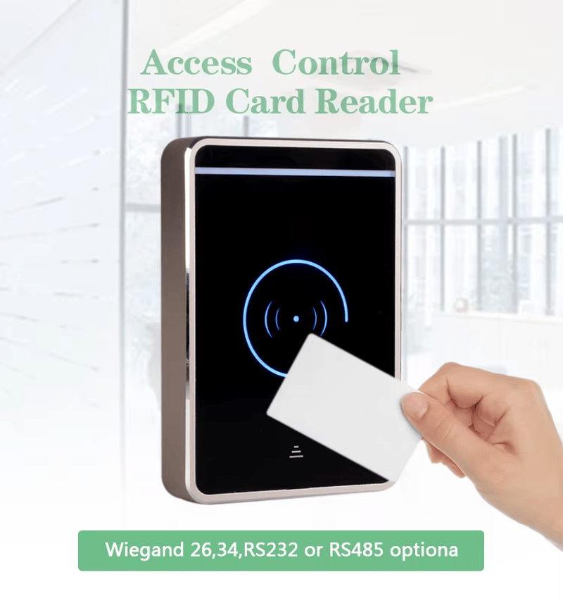 Gráfico que muestra la compatibilidad del lector RFID J10S de doble frecuencia con credenciales de 125KHz y 13,56MHz.